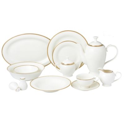 Lorren Home Trends - 57 Piece Dinnerware Set-Bone China Service for 8 People-Daisy