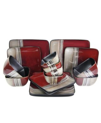 Elama - Downtown Loft 16 Piece Double Bowl Stoneware Dinnerware Set with Service for 4