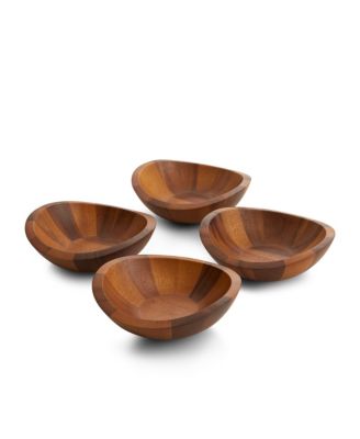 Nambe Braid Set of 4 Individual Wood 8" Salad Bowls image