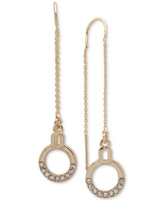DKNY - Gold-Tone Crystal Circle Threader Earrings