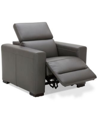 Furniture - Nevio 39" Leather Power Recliner with Rachet Headrest