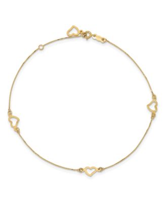 Macy's - Adjustable Heart Anklet in 14k Yellow Gold