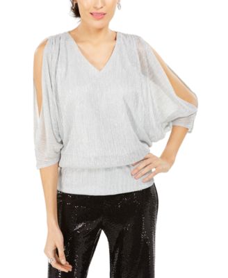 MSK - Split-Sleeve Shimmer Blouson Top