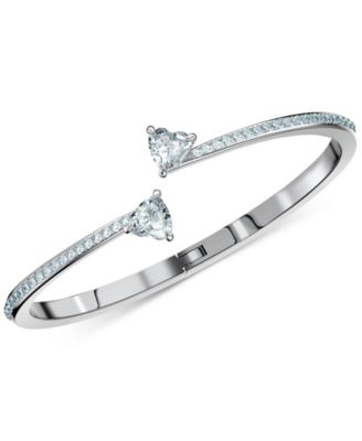 Swarovski - Silver-Tone Crystal Heart Bangle Bracelet