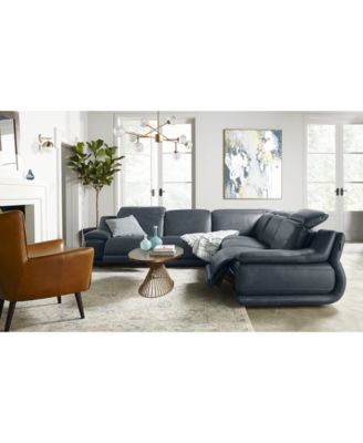 Furniture - Daisley 5-Pc. Leather "L" Shaped Sectional Sofa with 2 Power Recliners