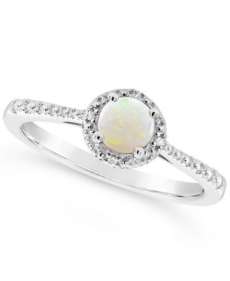 Macy's - Opal (1/3 ct. t.w.) and Diamond Accent Ring in Sterling Silver