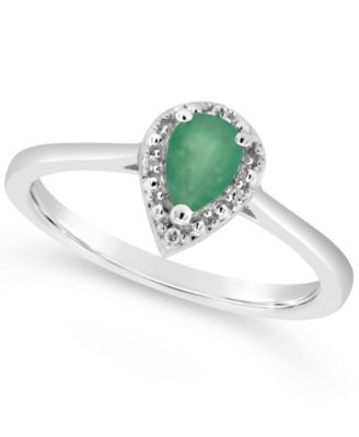 Macy's - Emerald (3/8 ct. t.w.) and Diamond Accent Ring in Sterling Silver