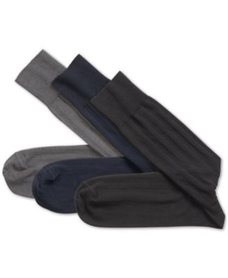 Johnston & Murphy - Men's 3-Pk. Solid Ribbed Socks