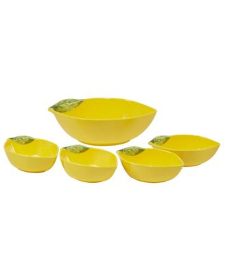 Certified International - Certified 3-D Lemon 5pc Melamine Serving Bowl Set: Large Bowl, 4 Small Bowls