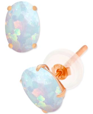 Macy's - Lab-Created Opal Stud Earrings (3/8 ct. t.w.) in Sterling Silver