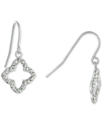 Macy's - Crystal Pav&eacute; Clover Drop Earrings in Sterling Silver