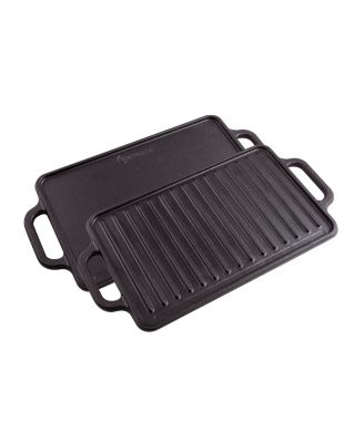 Victoria - Rectangular 13" Cast Iron Double Burner, Reversible Griddle Grill