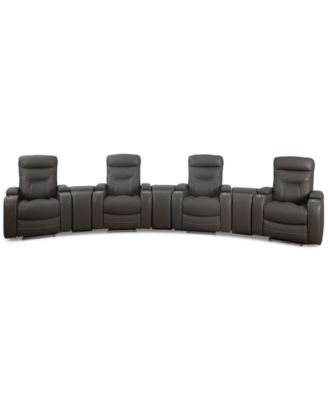 Jabarr 7-Pc. Beyond Leather Theater Seating with 3 Consoles, Created for Macy's image