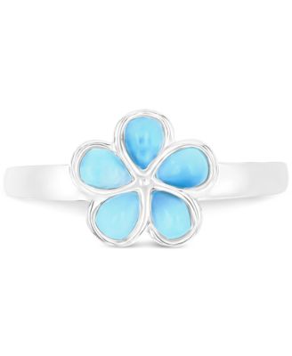 Macy's - Larimar Flower Ring (1/2 ct. t.w.) in Sterling Silver