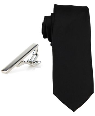 ConStruct - Men's Solid Tie & Tie Bar Set