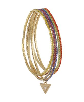 GUESS - Silver-Tone 6-Pc. Set Crystal Stretch Bracelets