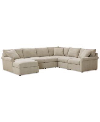 CLOSEOUT! Wrenley 131" 6-Pc. Fabric Modular Sectional Chaise Sofa, Created for Macy's image
