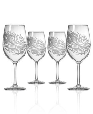 Peacock All Purpose Wine Glass 18oz - Set of 4 Glasses image