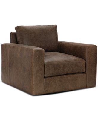 Dawkins 38" Leather Swivel Chair, Created for Macy's image