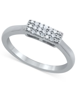 Macy's - Diamond Mini Rectangular Cluster Ring (1/10 ct. t.w.) in Sterling Silver