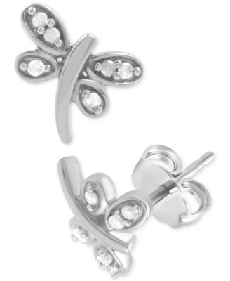 Macy's - Diamond Dragonfly Stud Earrings (1/10 ct. t.w.)
