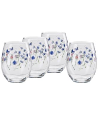 Breezy Floral Stemless Wine Glasses, Set of 4 image