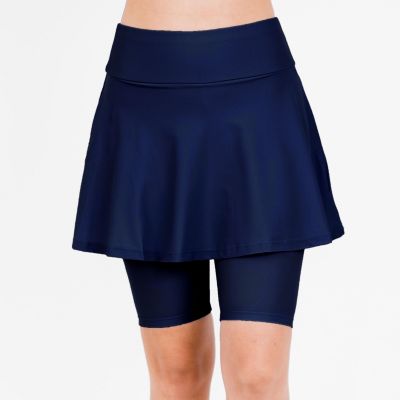 Women's Flared Mid-Thigh Swim Skirt With Bike Shorts image