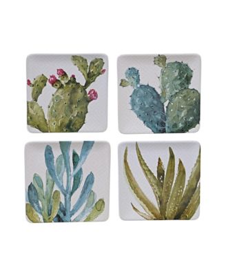 Cactus Verde Square Dessert Plates, Set of 4 image