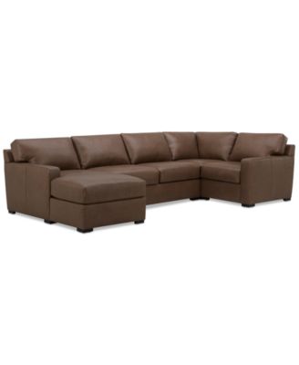 Radley 136" 4-Pc. Leather Square Corner Modular Chaise Sectional, Created for Macy's image