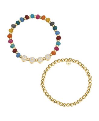 Multi Color Quartz Mama Stone and Beaded Stretch Bracelet Set image