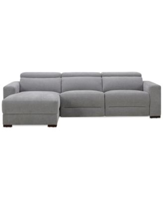 Nevio 3-Pc. Fabric Power Headrest Sectional and Chaise with 2 Power Motion Chairs image
