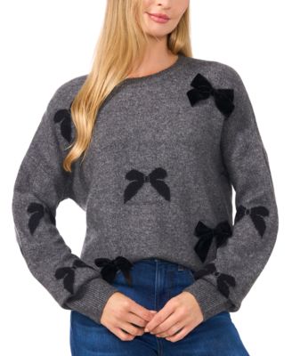 CeCe - Women's Bow Appliqu&eacute; Sweater