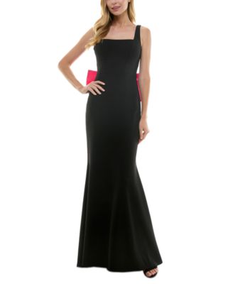 City Studios - Juniors' Square-Neck Sleeveless Bow-Drape Gown