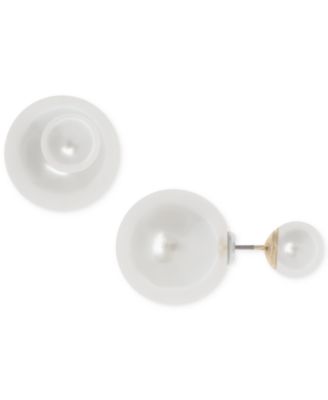 Gold-Tone Imitation Pearl Front Back Earrings image