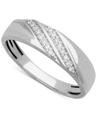 Men's Diamond Diagonal Two Row Wedding Band (1/10 ct. t.w.) in 14k White Gold image