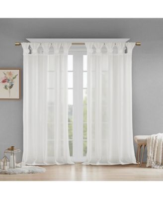 Madison Park - 50" x 95" Floral Embellished Semi-Sheer Curtain Panel