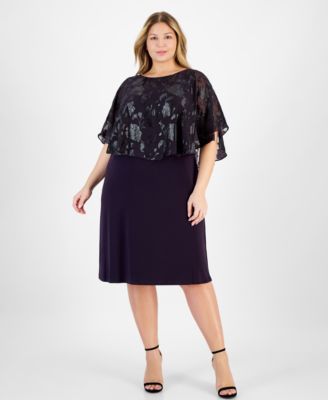 Connected - Plus Size Cape-Overlay Sheath Dress