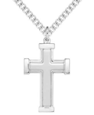 Macy's - Men's Solid Embossed Cross 22" Pendant Necklace in Sterling Silver