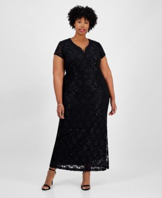 Connected - Plus Size Sequined Lace Gown