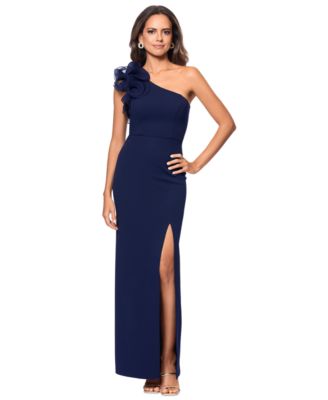 XSCAPE - Petite One-Shoulder Ruffle Gown