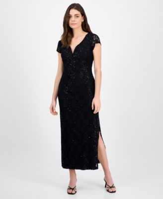 Connected - Petite Sequined Lace Column Gown
