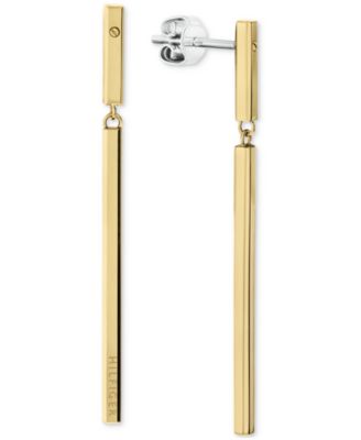 Tommy Hilfiger - Gold-Tone Linear Logo Bar Drop Earrings