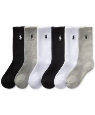 Polo Ralph Lauren - Little & Big Boys Solid Crew Socks, 6-Pack
