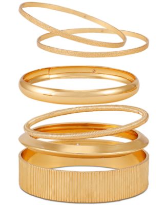 GUESS - Gold-Tone 6-Pc. Set Multi Size Polished Bangle Bracelets