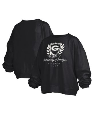 Pressbox - Women's Black Georgia Bulldogs Big Aug Script Janice Oversized Pullover Sweatshirt
