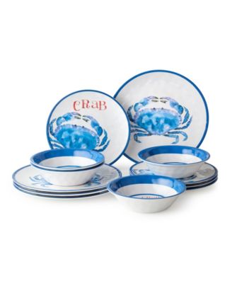Beach House Crab Melamine 12-Pc. Dinnerware Set, Service For 4 image