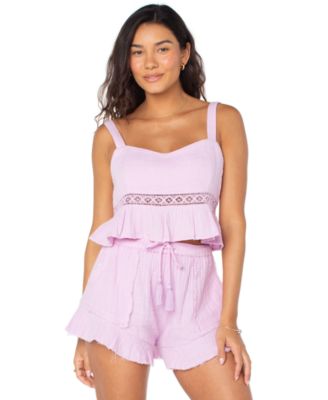 Roxy - Juniors' Island Time Cotton Tiered Cropped Top