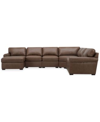 Radley Roll Arm 145" 6-Pc. Leather Wedge Corner Chaise Sectional, Exclusively at Macy's image