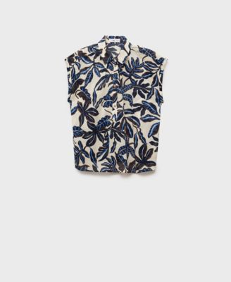 MANGO - Women's Short Sleeves Printed Cotton Shirt