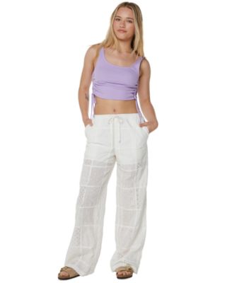 Roxy - Juniors' Precious Patchwork Cotton Eyelet Pants